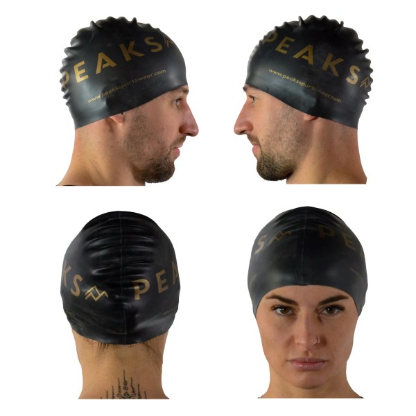 PEAKSswimcapblack Peaks swim cap