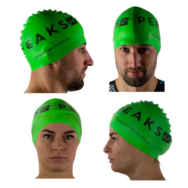 PEAKSswimcapgreen Peaks swim cap