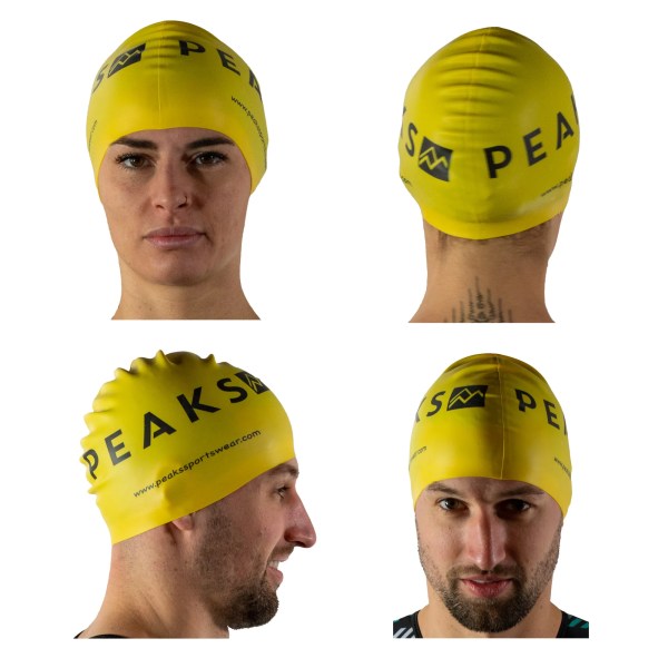 PEAKSswimcapyellow Peaks swim cap
